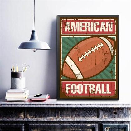 Imagem de Quadro Futebol Americano Retrô 45X34Cm - Com Vidro