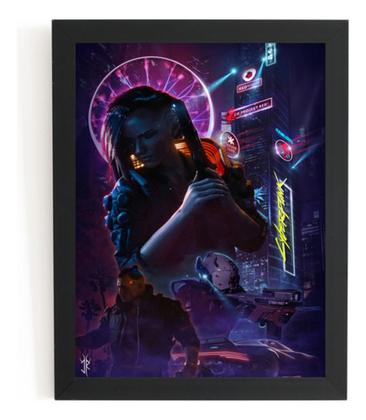 Imagem de Quadro Game Arte Cyberpunk 2077 Poster Com Moldura