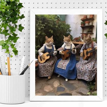 Imagem de Quadro Gatinhas Tocando Violão 33x24cm