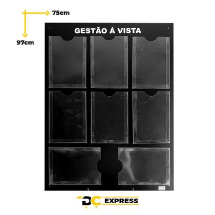 Imagem de Quadro Gestão Á Vista 8 Displays A4 Em Acm Preto Fosco