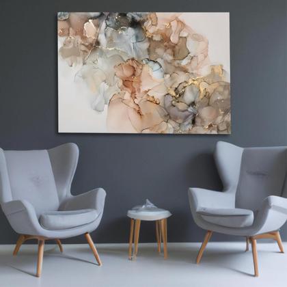 Imagem de Quadro Grande Marmorizado Abstrato 60x90 Tela Madeira e Tecido Canvas Alta Definicao