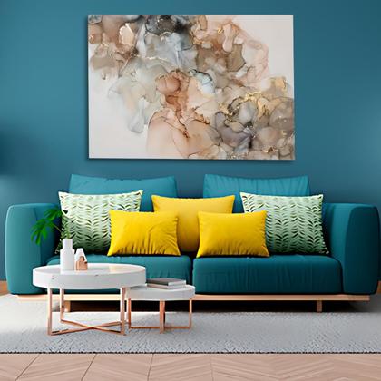 Imagem de Quadro Grande Marmorizado Abstrato 60x90 Tela Madeira e Tecido Canvas Alta Definicao