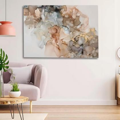 Imagem de Quadro Grande Marmorizado Abstrato 60x90 Tela Madeira e Tecido Canvas Alta Definicao