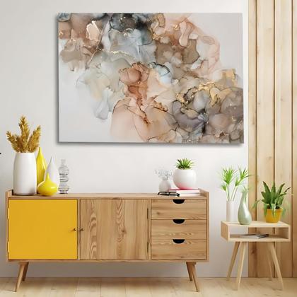 Imagem de Quadro Grande Marmorizado Abstrato 60x90 Tela Madeira e Tecido Canvas Alta Definicao