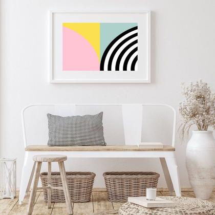 Imagem de Quadro Horizontal Geométrico Candy Colors - 60x48cm