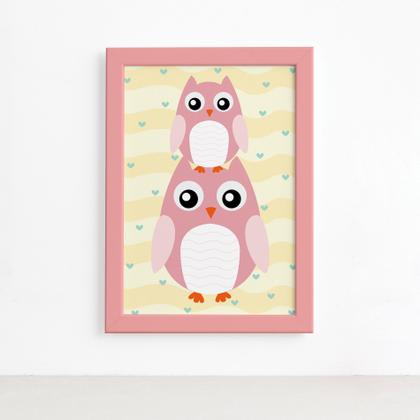 Imagem de Quadro Infantil Coruja Baby Moldura Rosa 22x32cm