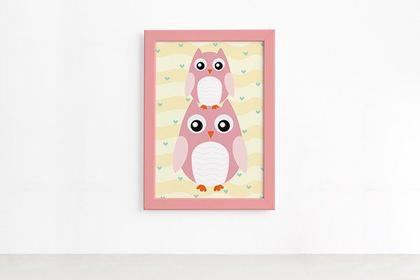 Imagem de Quadro Infantil Coruja Baby Moldura Rosa 22x32cm