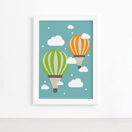 Imagem de Quadro Infantil para Quarto de Bebê Balões e Nuvens 22x32c
