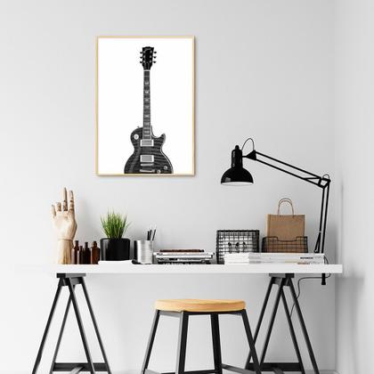 Imagem de Quadro Instrumento Musical Guitarra 100x70 Filete Marfim Moldura Filete, Marfim