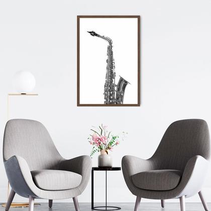 Imagem de Quadro Instrumento Musical Saxone 86x60 Caixa Marrom Moldura Caixa, Marrom Cafe