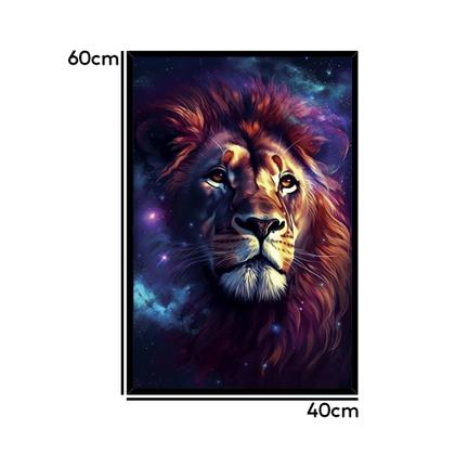 Imagem de Quadro Leão Judá Estrelas Universo Moldura Cx Alta 40x60