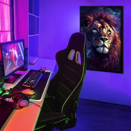 Imagem de Quadro Leão Judá Estrelas Universo Moldura Cx Alta 40x60