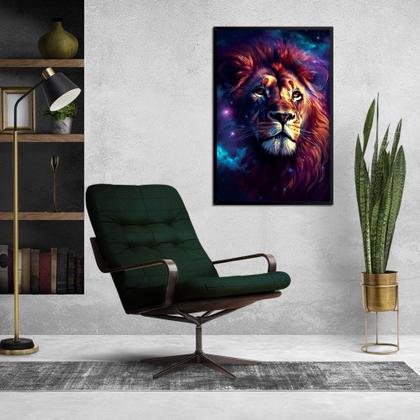 Imagem de Quadro Leão Judá Estrelas Universo Moldura Cx Alta 40x60