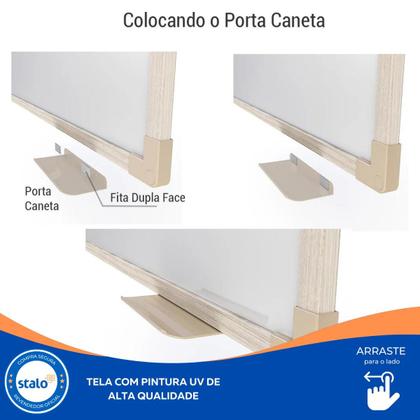 Imagem de Quadro Lousa Branco 40x30cm MDF Carvalho + 1 Caneta + 1 Apagador