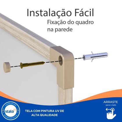 Imagem de Quadro Lousa Branco 40x30cm MDF Carvalho + 1 Caneta + 1 Apagador