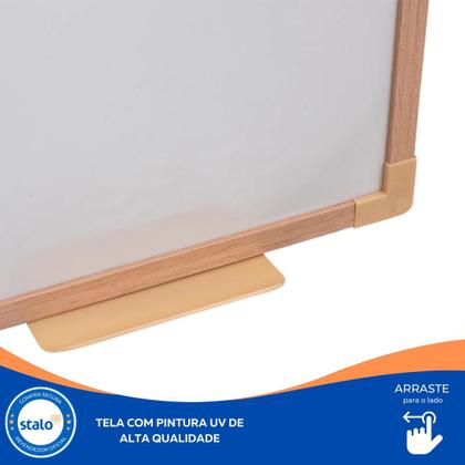 Imagem de Quadro Lousa Branco 40x30cm MDF Carvalho + 1 Caneta + 1 Apagador