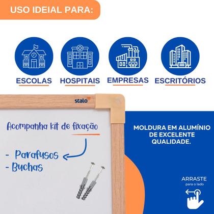 Imagem de Quadro Lousa Branco 40x30cm MDF Carvalho + 1 Caneta + 1 Apagador