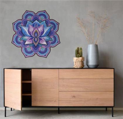 Imagem de Quadro Mandala Decorativo Parede Roxa Mdf