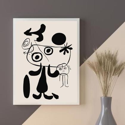 Imagem de Quadro Miró Preto e Branco 33x24cm - com vidro