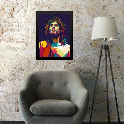Imagem de Quadro Moderno Cristo- Geométrico 24x18cm - com vidro