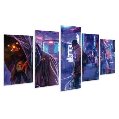 Imagem de Quadro Mosaico Decorativo Jogo CyberPunk Japão Roxo Game Gamer