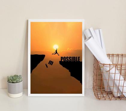 Imagem de Quadro Motivacional Impossible-Possible 45x34cm - Branco