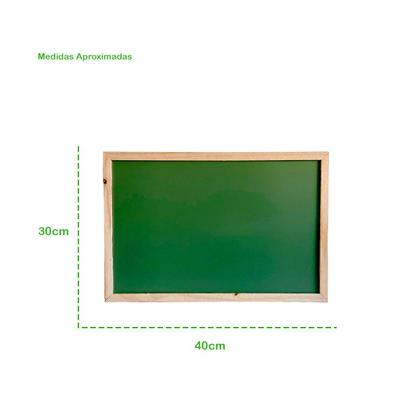 Imagem de Quadro Negro Verde 30x40 Liso Giz Moldura Madeira Anotações Lousa Atividades Escolar Planejamento