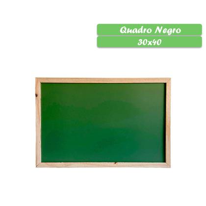 Imagem de Quadro Negro Verde 30x40 Liso Giz Moldura Madeira Anotações Lousa Atividades Escolar Planejamento