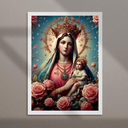 Imagem de Quadro Nossa Senhora Com Menino Jesus- Flores 24x18cm