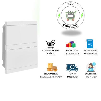 Imagem de Quadro P/ 24 Disjuntores Embutir Energia Distribuição Strahl
