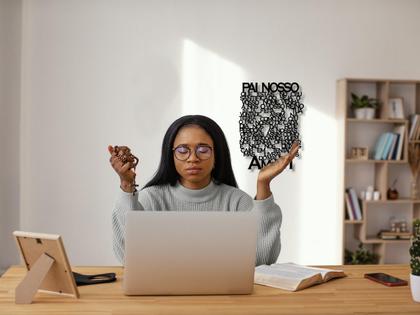 Imagem de Quadro Painel Oração Pai Nosso Vazado Quarto Sala 45x37