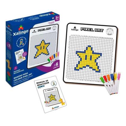 Imagem de Quadro Para Colorir Pixel Art 2 Xalingo 6 Canetas Ref.1766.5