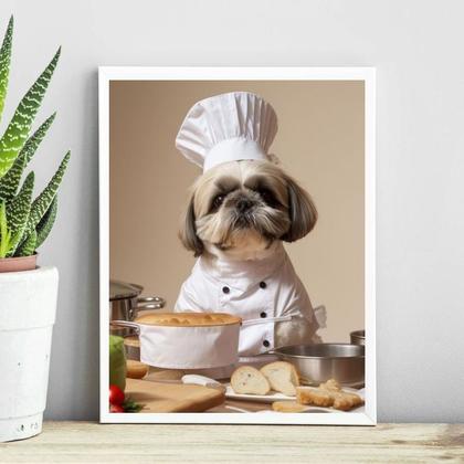 Imagem de Quadro Para Cozinha Cão Shih Tzu 24x18cm - com vidro