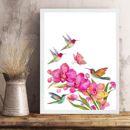Imagem de Quadro Pássaros Beija-Flores 24x18cm