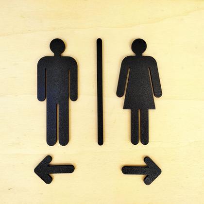 Imagem de Quadro/placa Sinalização Mas/fem E Setas - Banheiro Unissex