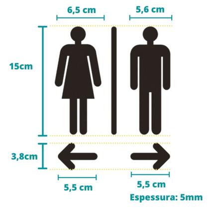 Imagem de Quadro/placa Sinalização Mas/fem E Setas - Banheiro Unissex