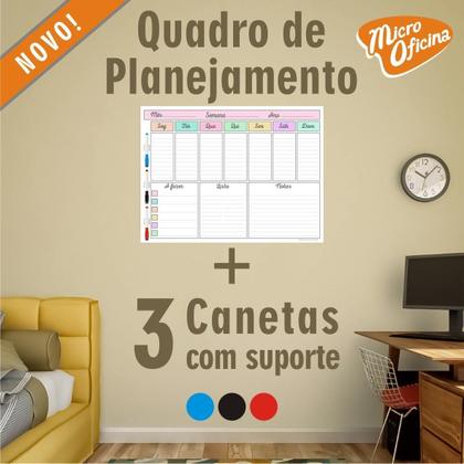 Imagem de Quadro Planejamento Mensal 3 Canetas Com Suporte MOD03 67 x 50 cm