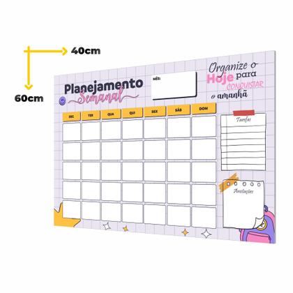 Imagem de Quadro Planner Organizador Semanal Parede Estudo Decorativo