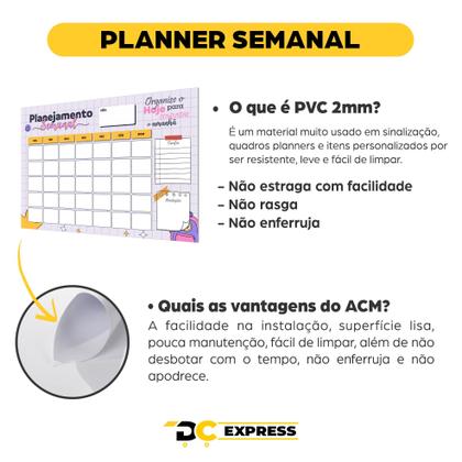 Imagem de Quadro Planner Organizador Semanal Parede Estudo Decorativo
