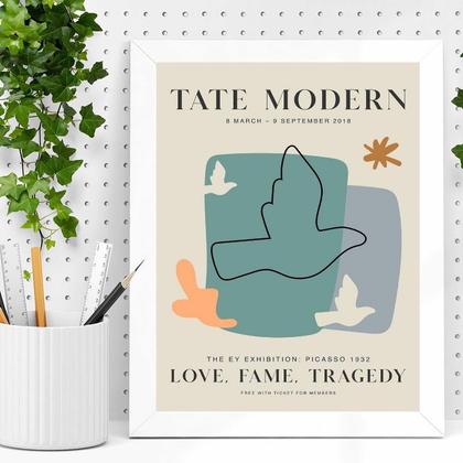 Imagem de Quadro Poster Arte Picasso - Pássaros 24x18cm - com vidro