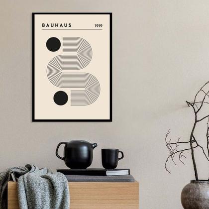 Imagem de Quadro Poster Bauhaus Minimalista Bege 45x34cm - com vidro