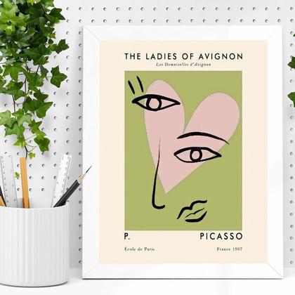 Imagem de Quadro Poster Picasso Verde - Coração 33x24cm - com vidro