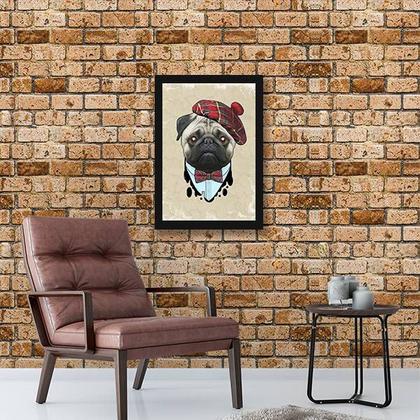 Imagem de Quadro Pug Boina 45x34cm - com vidro