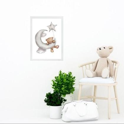 Imagem de Quadro Quarto Bebê Ursinho Lua Estrela 24X18Cm