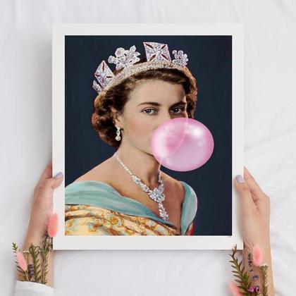 Imagem de Quadro Queen Elizabeth With Bubblegum 24X18Cm - Com Vidro