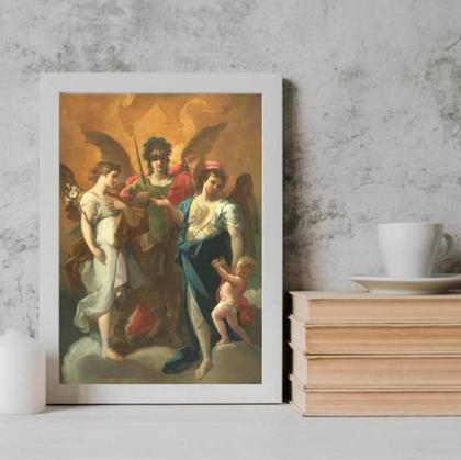 Imagem de Quadro Sacro Três Arcanjos 45x34cm - Moldura Preta