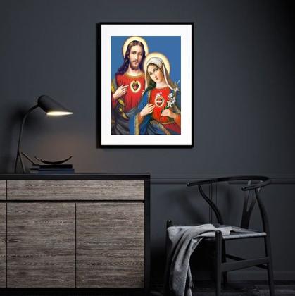Imagem de Quadro Sagrado Coração De Jesus E Maria - 60x48cm