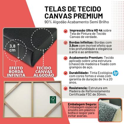 Imagem de Quadro Santa Ceia Decorativo Grande Para Sala 60x90 Tela Profissional Madeira e Tecido Alta Definição 4K