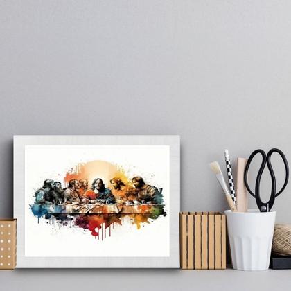 Imagem de Quadro Santa Ceia Moderna - Aquarela 33x24cm