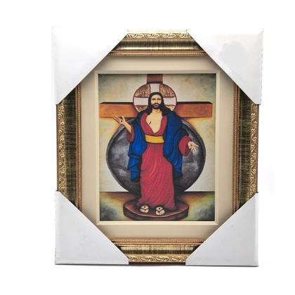 Imagem de Quadro Santas Chagas De Jesus Grande Com Moldura Luxo Dourada 50x40